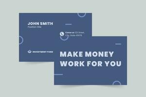 Investment Fund business card template. A clean, modern, and high-quality design business card vector design. Editable and customize template business card