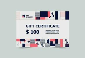 Art Gallery gift certificate template. A clean, modern, and high-quality design gift certificate vector design. Editable and customize template gift certificate