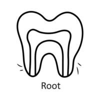 Root vector outline Icon Design illustration. Dentist Symbol on White background EPS 10 File