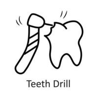 Teeth Drill vector outline Icon Design illustration. Dentist Symbol on White background EPS 10 File