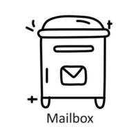 Mailbox vector outline Icon Design illustration. Communication Symbol on White background EPS 10 File