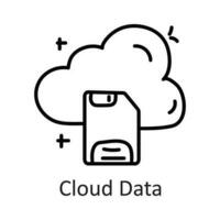 Cloud Data vector outline Icon Design illustration. Communication Symbol on White background EPS 10 File