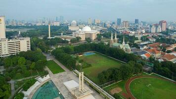 Aerial view of West Irian Liberation Monument in Jakarta. Jakarta, Indonesia, May 6, 2022 photo