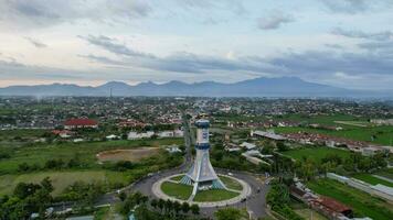 Aerial view of The extraordinary and beautiful building of the Mataram City metro monument. Lombok, Indonesia, March 22, 2022 photo