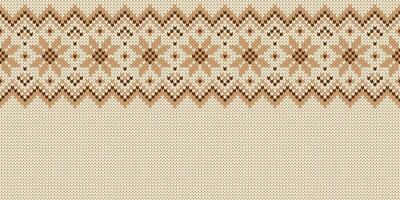 Wide background for holiday design. Winter knitted pattern with snowflakes. vector