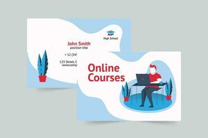 Online Courses business card template. A clean, modern, and high-quality design business card vector design. Editable and customize template business card