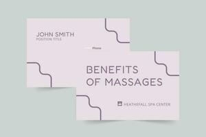 Massage business card template. A clean, modern, and high-quality design business card vector design. Editable and customize template business card