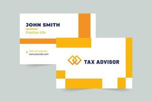 Tax Advisor business card template. A clean, modern, and high-quality design business card vector design. Editable and customize template business card