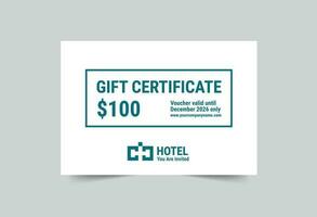 Hotel gift certificate template. A clean, modern, and high-quality design gift certificate vector design. Editable and customize template gift certificate