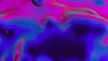 Drops falling and splashing in moving viscous blue and magenta liquid. Loop sequence. 3D Animation video