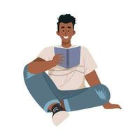 Man reading a book while sitting on the floor vector