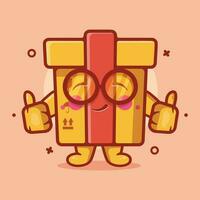 funny cardboard box character mascot with thumb up hand gesture isolated cartoon in flat style design vector