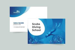 Scuba Diving School business card template. A clean, modern, and high-quality design business card vector design. Editable and customize template business card