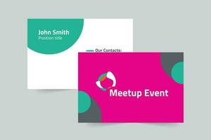 Meetup Event business card template. A clean, modern, and high-quality design business card vector design. Editable and customize template business card