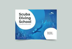 Diving  School greeting card template. A clean, modern, and high-quality design business card vector design. Editable and customize template business card