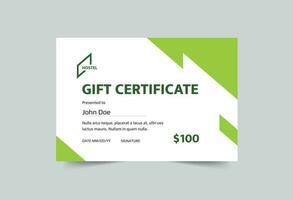 Hostel gift certificate template. A clean, modern, and high-quality design gift certificate vector design. Editable and customize template gift certificate