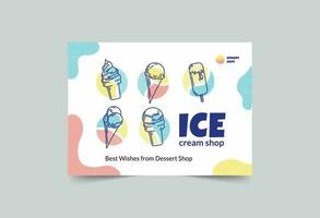 Ice Cream Shop greeting card template. A clean, modern, and high-quality design business card vector design. Editable and customize template business card