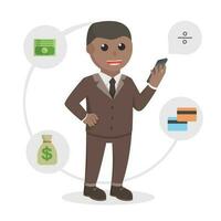 businessman african online banking design character on white background vector