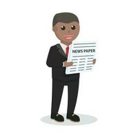 businessman african reading new paper design character on white background vector