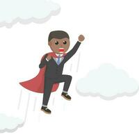 businessman african super entrepreneur fly design character on white background vector