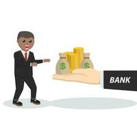 businessman african get a bank loan design character on white background vector