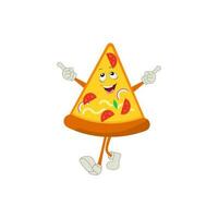 Pizza dibujos animados personaje, moderno vector modelo conjunto de mascota ilustraciones. comida objeto icono concepto aislado prima vector.