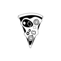 Pizza slice line icon. Pizza flat line icon. Pizza slice with pepperoni flat icon for apps and websites. Vector thin sign of italian fast food cafe logo. Pizzeria illustration.
