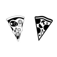 Pizza slice line icon. Pizza flat line icon. Pizza slice with pepperoni flat icon for apps and websites. Vector thin sign of italian fast food cafe logo. Pizzeria illustration.