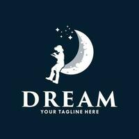 Kid reaching dream logo template design vector