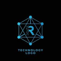 tecnología r letra logo vector