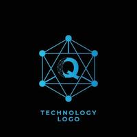 tecnología q letra logo vector