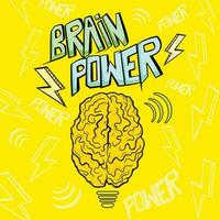 Lamp Brain Power, Retro Style Illustration vector