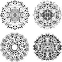 Set of differentsornamental round lace with damask and arabesque elements silhouette vector illustration