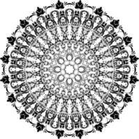 Black and white ornament round lace with damask vector