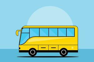 amarillo autobús en un azul antecedentes vector