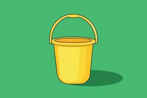 A yellow bucket with a handle that says'i'm a bucket ' vector