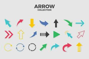Set of colorful arrows to mark in flat style vector
