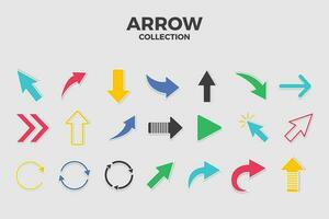 Set of colorful arrows to mark in flat style vector