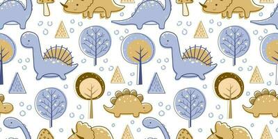 Dinosaurs Themed Seamless Pattern vector