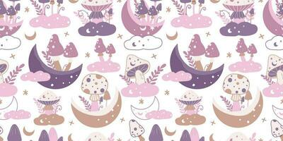 Mushroom Themed Seamless Patterns vector