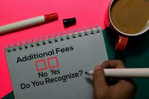 Additional Fees, Do You Rezognize Yes or No. On office desk background photo