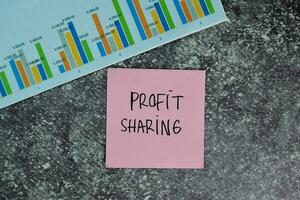 Profit Sharing write on sticky notes on the table. Finance or Business concept photo