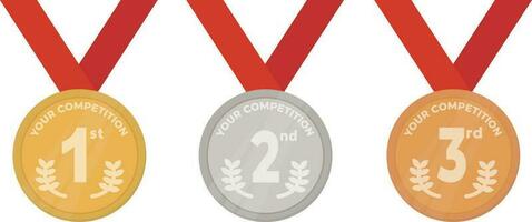 Vector Illustration Gold Silver and Bronze Medal