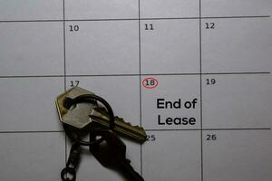 End of Lease write on calendar. Date 18. Reminder or Schedule Concepts photo