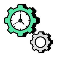 Vector design of time management, clock inside gear