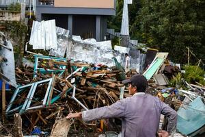 The Ruins of buildings damaged after the earthquake in Cianjur City. Bogor, Indonesia, December 22, 2022 photo