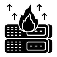 un icono diseño de servidor ardiente vector