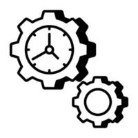 Vector design of time management, clock inside gear