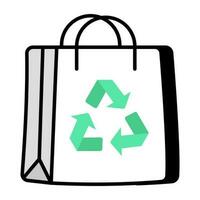 Editable design icon of shopping bag recycling vector