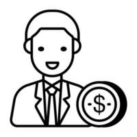 Dollar with human showcasing investor icon vector